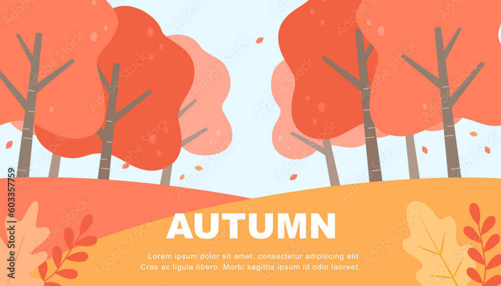 Autumn template background with maple trees.