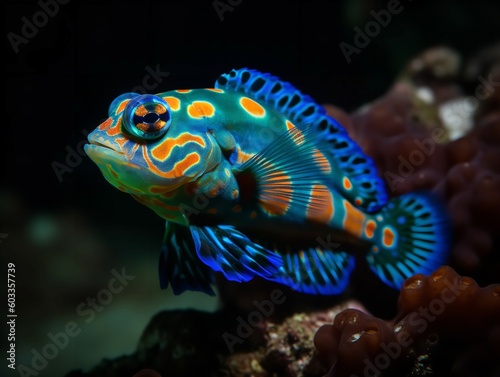 The Dazzling Radiance of the Mandarin Fish in Coral Reef © VisualMarketplace