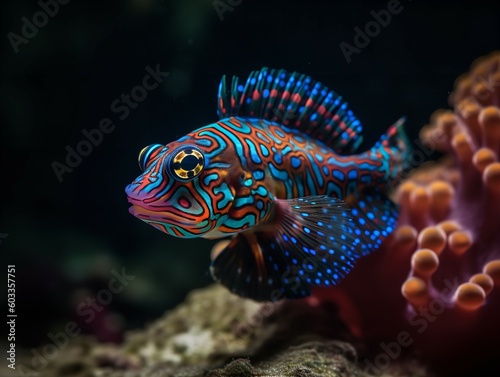 The Vibrant Hues of the Mandarin Fish in Coral Reefs