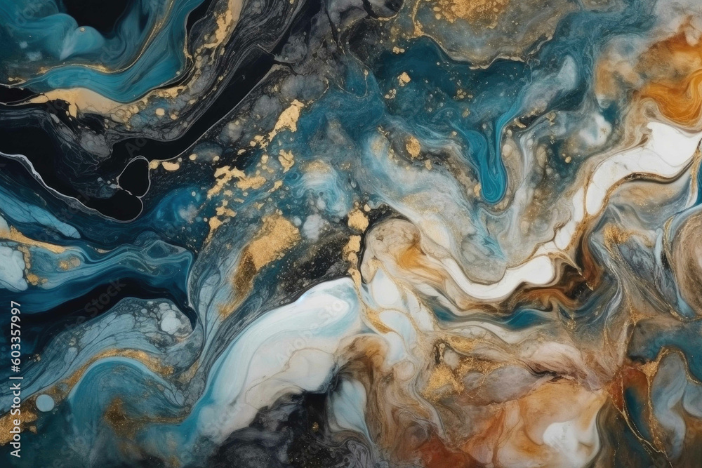 Swirls of marble or the ripples of agate. Liquid marble texture. Generative AI