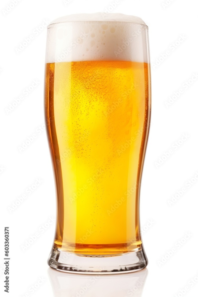 glass of beer isolated on white background,generative ai.