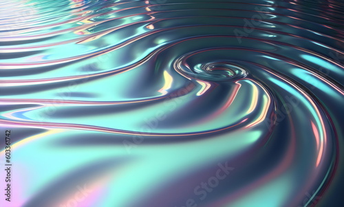 green and purple iridescent water surface ripples and smooth waves created with generative ai 