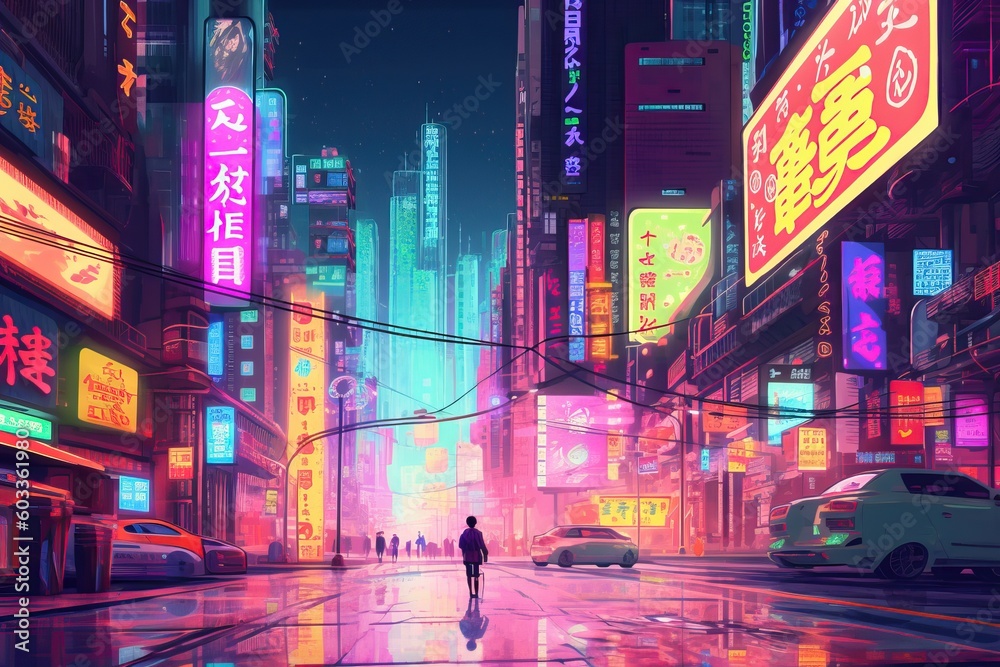Neon night city	

