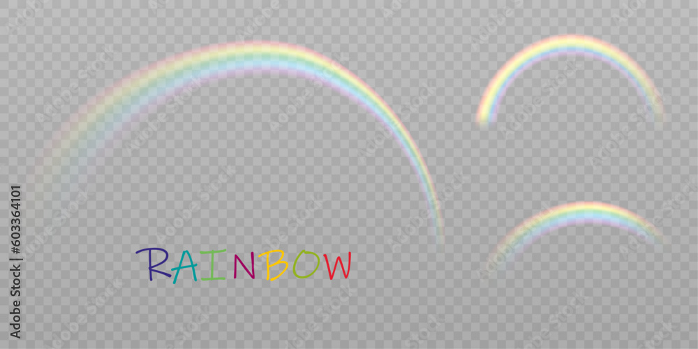 Colored transparent rainbow. Vector illustration. A beautiful