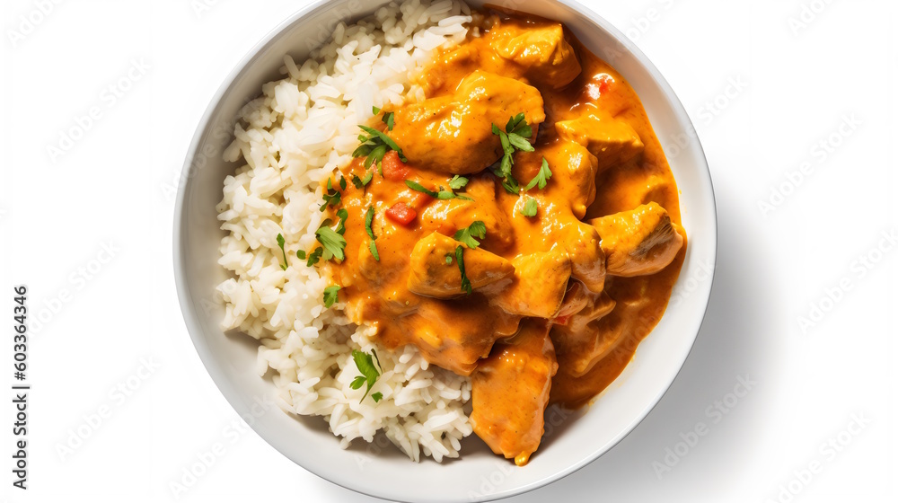 curry rice on white background. generative ai curry rice on white background. generative ai