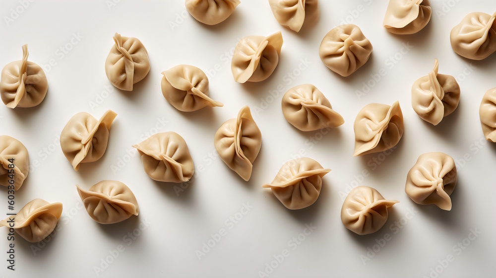 dumplings on white background overhead angle. generative ai dumplings on white background overhead angle. generative ai