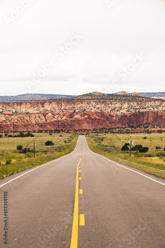 The road on the red mountains in The Ghost Ranch, New Mexico