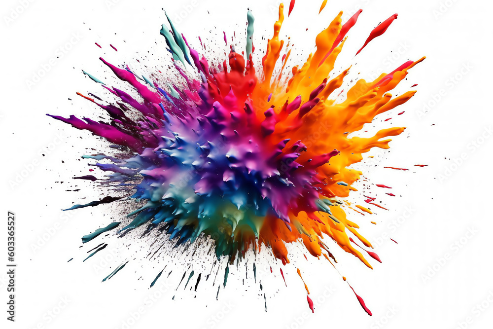 Color explosion on white, AI generated Color explosion on white, AI generated