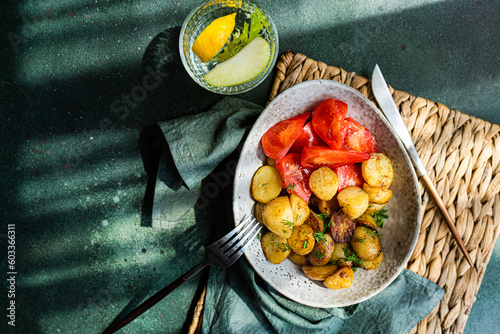 Spring potato in the bowl
