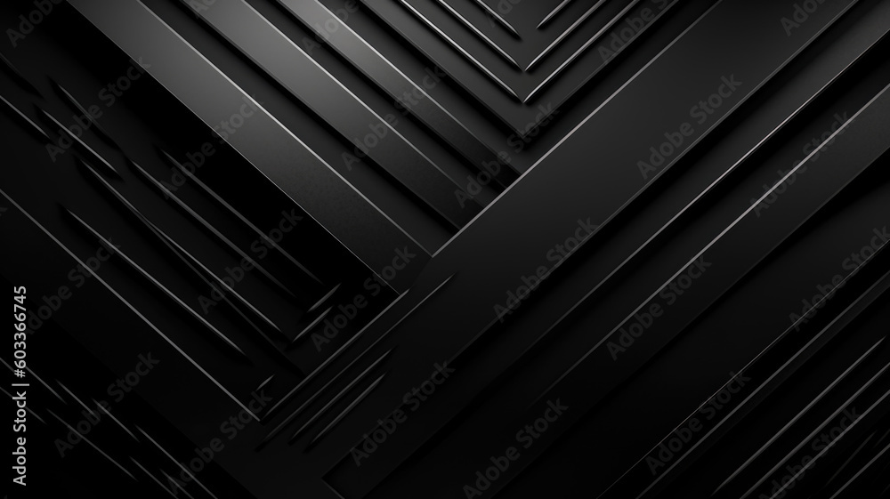 Obraz premium Black abstract corporate background. Minimal design. Black grey abstract modern background for design. Dark. Geometric shape. 3d effect. Diagonal lines, stripes.. Generative AI