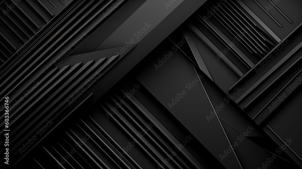 Obraz premium Black abstract corporate background. Minimal design. Black grey abstract modern background for design. Dark. Geometric shape. 3d effect. Diagonal lines, stripes.. Generative AI