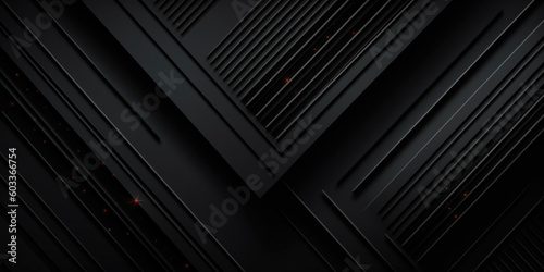 Black abstract corporate background. Minimal design. Black grey abstract modern background for design. Dark. Geometric shape. 3d effect. Diagonal lines, stripes.. Generative AI