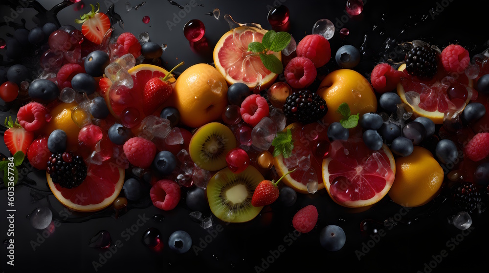 Fresh and Healthy Organic Fruit Salad, healthy and vegetarian food concept. generative ai Fresh and Healthy Organic Fruit Salad, healthy and vegetarian food concept. generative ai