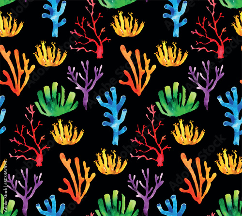 Seamless vector tropical pattern with corals. Perfect for wallpapers, web page backgrounds, surface textures, textile.