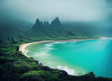 misty coastline in Hawaii