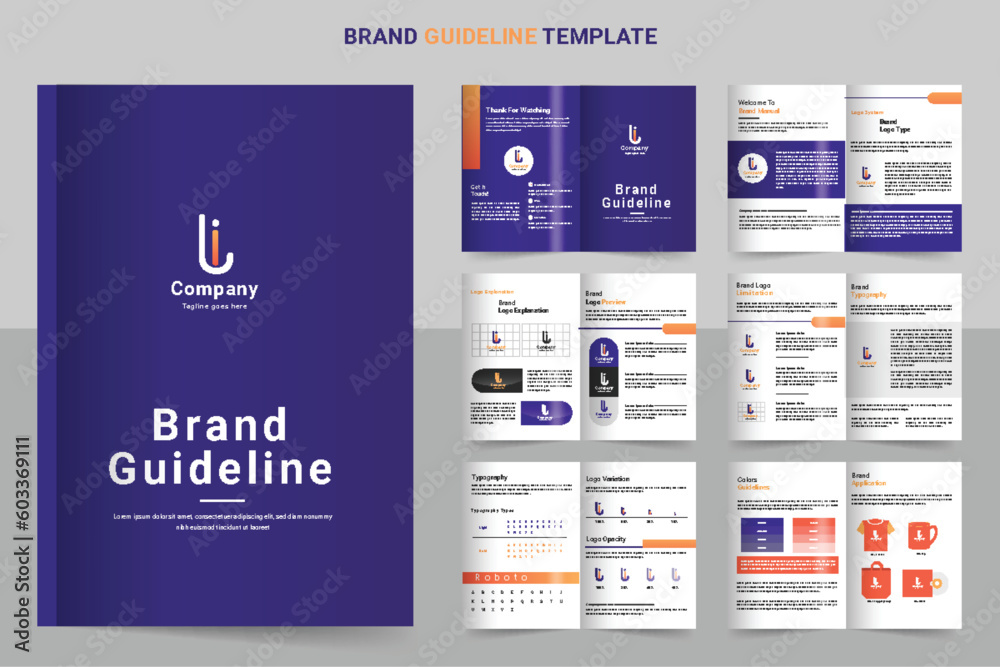 Brand Guidelines Design Brand Guideline template Brand Guidelines Landscape  business annual report brochure in A4 size