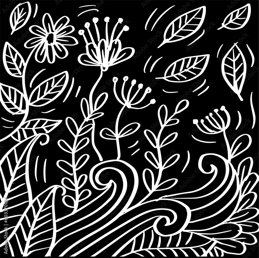 Doodle floral hand drawing illustration. Doodle floral hand drawing illustration.