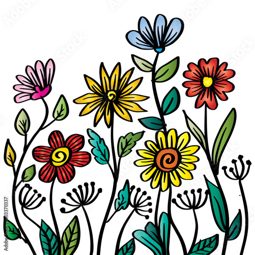 Doodle floral hand drawing illustration.