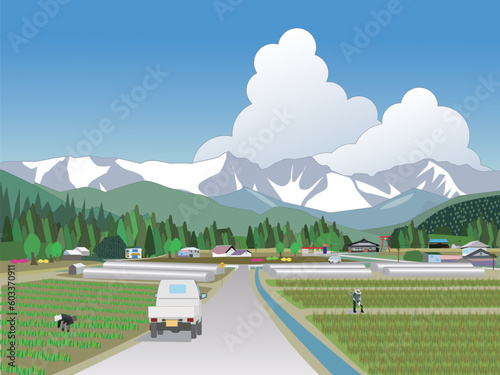 田舎の農家風景