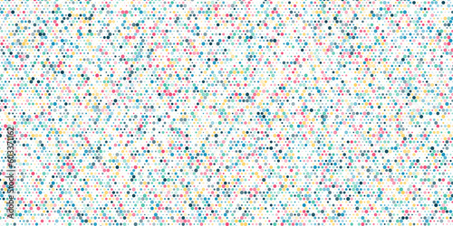 Abstract geometric background of squares. Multicolor pixel background with empty space. Abstract small colorful dots seamless pattern on white background. Vector illustration.