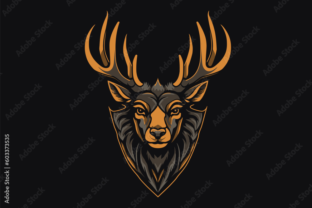 Deer head. Vector illustration. Isolated on black background. Deer head. Vector illustration. Isolated on black background.