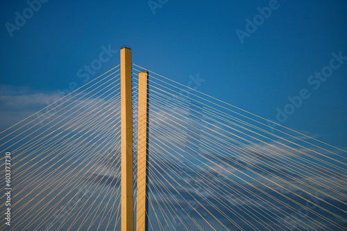urban bridge against blue sky. High quality photo