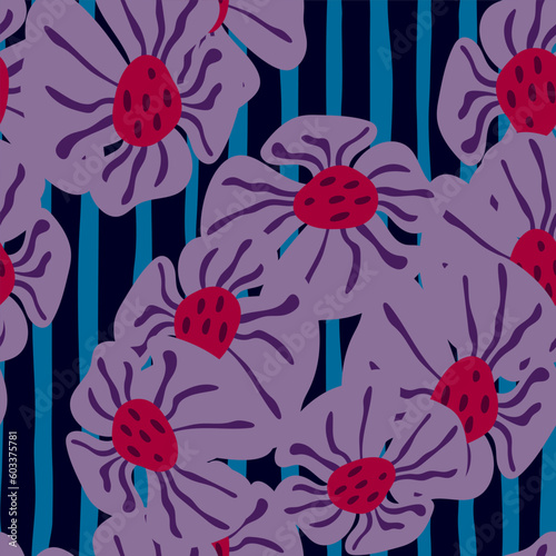 Contemporary big bud flower seamless pattern. Cute stylized flowers background.
