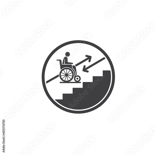 symbol of stairlift elevator, vector art.