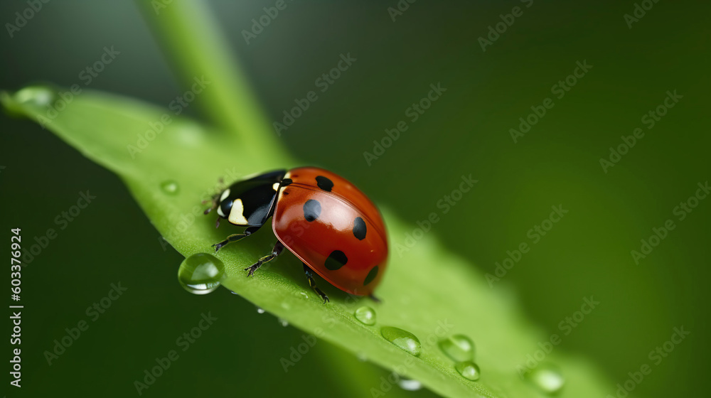 Ladybug on grass, Generative AI Ladybug on grass, Generative AI