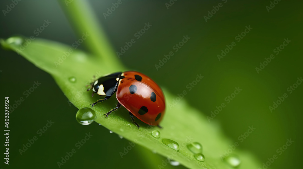 Ladybug on grass, Generative AI