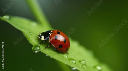 Ladybug on grass, Generative AI © Lifia