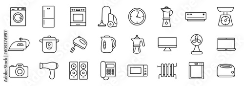 Household appliances. Home appliances and electronics icons. Vector illustration. photo