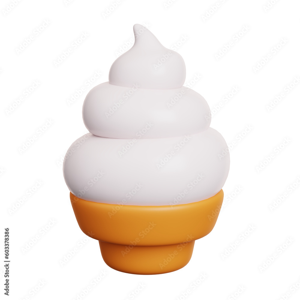Ice cream cup. Fast food meal and dessert icon isolated. 3D Rendering Ice cream cup. Fast food meal and dessert icon isolated. 3D Rendering