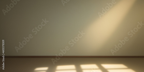 Minimalistic light background with blurred foliage shadow on a light wall. Blank gallery background