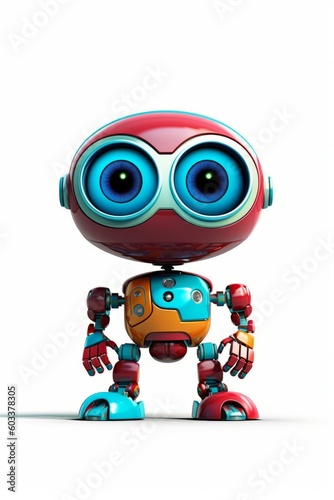 Illustration of a cute cartoon robot with a camera and big expressive eyes created with Generative AI technology