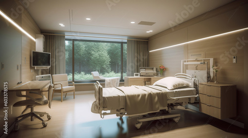 A Look at Modern Hospital Room, Patient-Centered Design. Generative AI