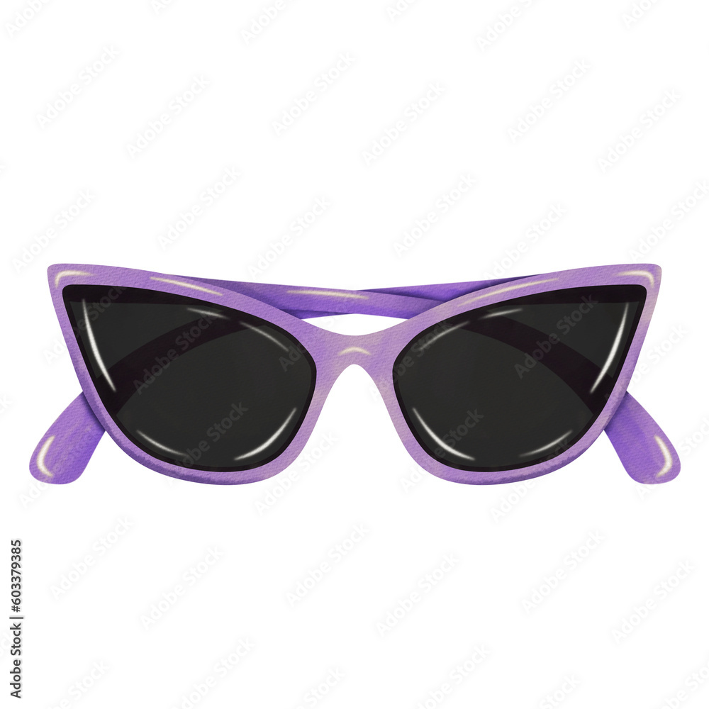 Purple sunglasses watercolor .
Purple sunglasses watercolor .