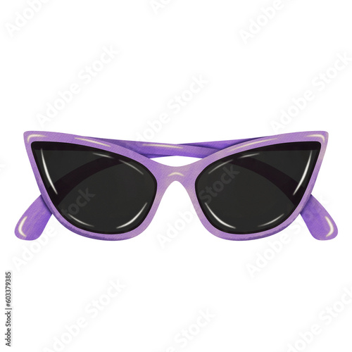 Purple sunglasses watercolor . 
