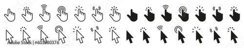 Click cursor icons set. Set of Hand Cursor icons click and Cursor icons click