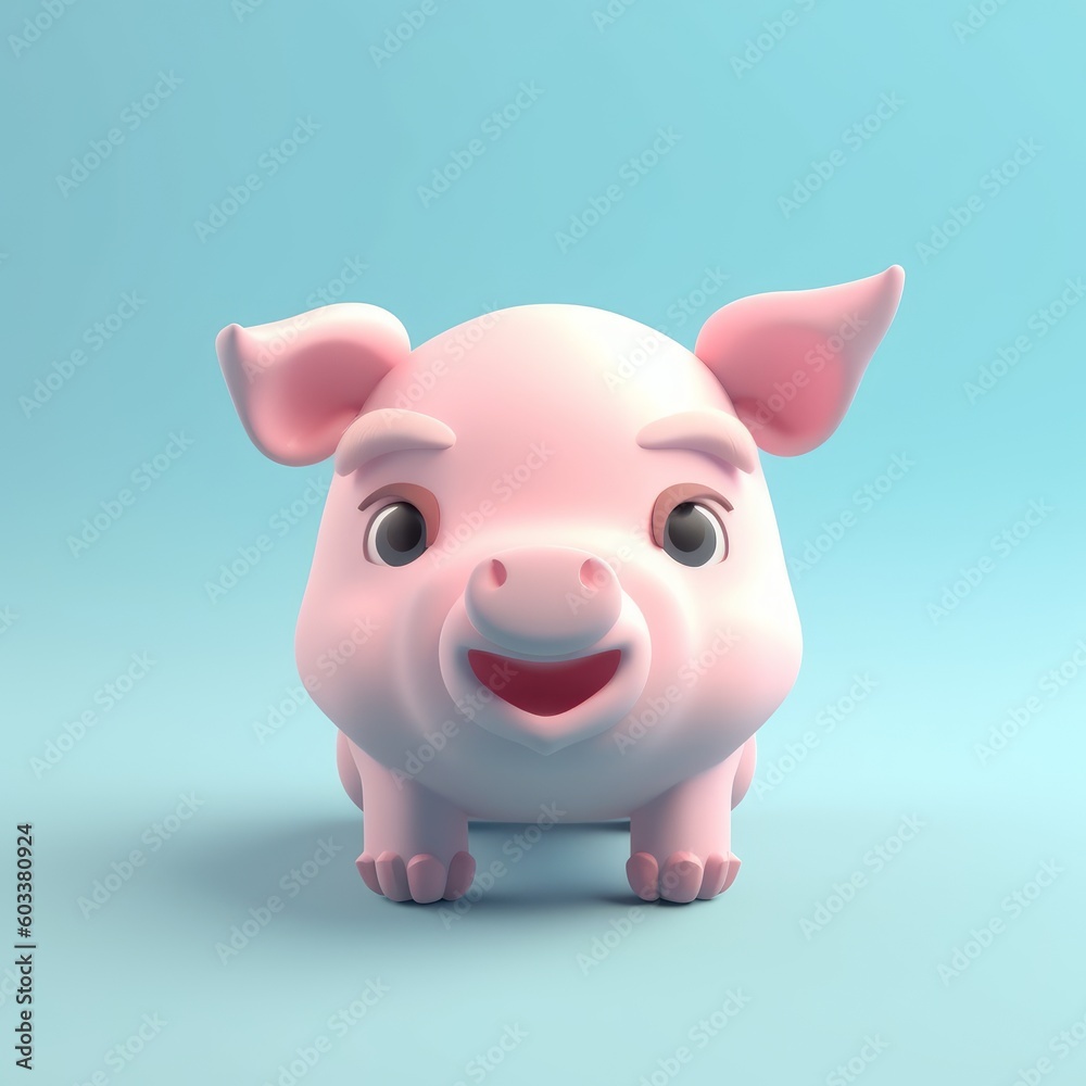 Tiny cute isometric pig emoji Tiny cute isometric pig emoji