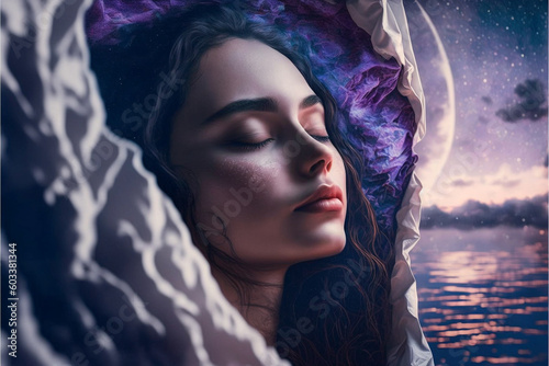 Into the world of suffering, pain of a creative mind, broken brain, past pain pieces, headache, meaningful eyes, broken nature of human fantasy, AI Generative