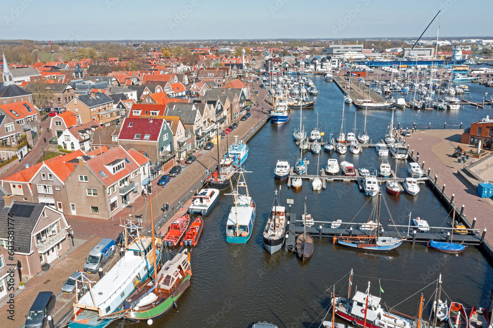 Aerial from the historical village Urk  in the Netherlands