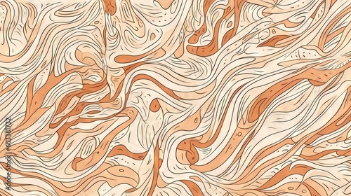  an abstract pattern of lines and curves in orange and white.  generative ai