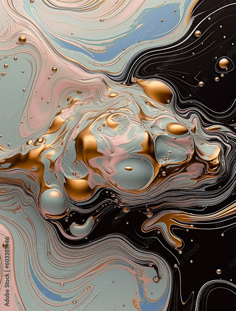 Amazing and elegant bright & colorful fluid liquid paint iphone, samsung, apple vertical wallpaper in a teal, blue & white abstract color scheme, painting (generative ai) 3d render
