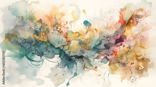 An abstract and vibrant watercolor background with bold strokes in rich hues that blend seamlessly to create a dynamic and eye-catching design element for graphic projects