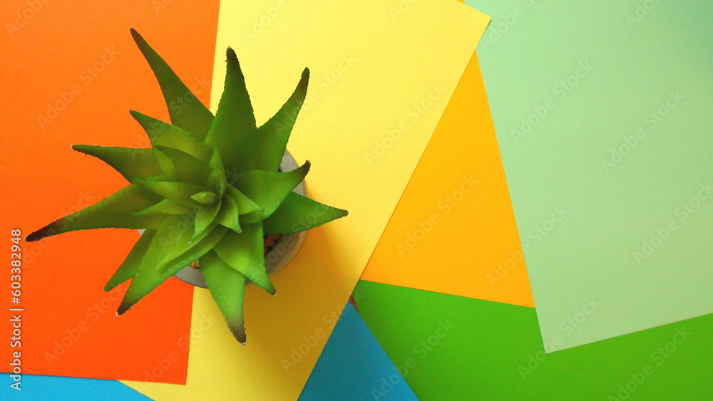 Plant on a colorful paper background in a vintage style Plant on a colorful paper background in a vintage style