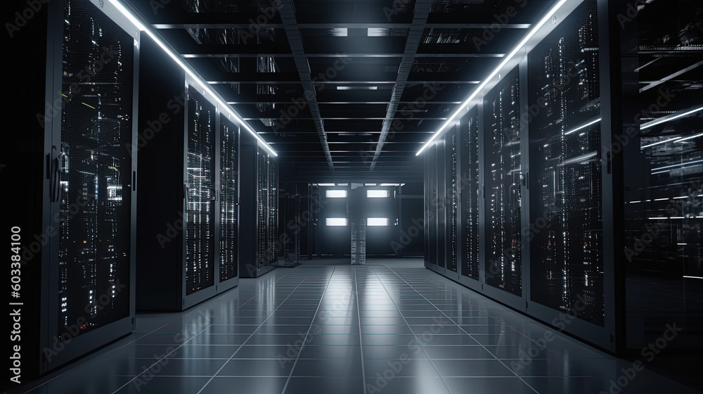 Fototapeta premium Data server center background, digital hosting, black space