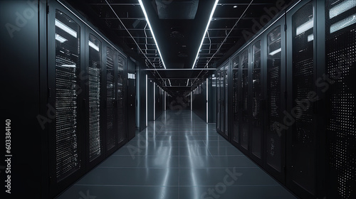 Data server center background  digital hosting  black space