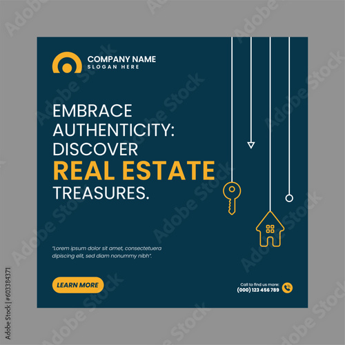 Modern Real Estate Social Post Design Template	