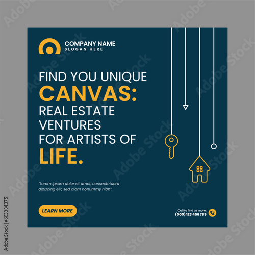 Modern Real Estate Social Post Design Template	